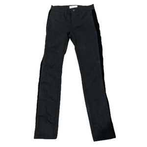 Madewell‎ 9" Mid Rise Skinny black with velvet side stripe size 25